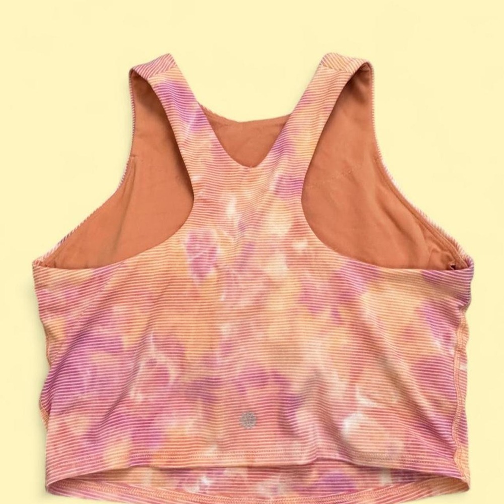 Athleta Pink Orange Tie Dye High Neck Ribbed Crop Tank Top Bra Size S